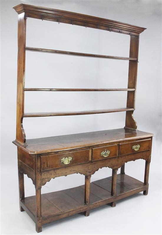 An 18th century oak dresser, W.5ft 1in. H.6ft 5in.